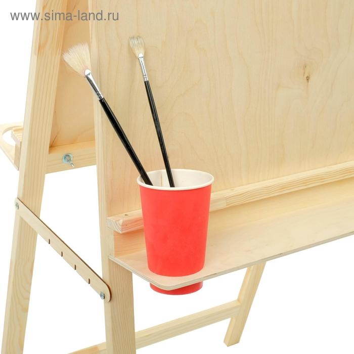 Мольберт тип &laquo;Хлопушка&raquo;, двусторонний, 120 х 60 х 65 см, планшет 60 х 60 см, полка с двумя подстаканниками, неокрашенное дерево, Calligrata