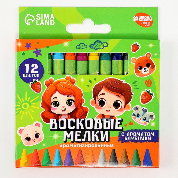 Восковые мелки - карандаши ароматизированные &laquo;Весёлые ребята&raquo;, 12 цветов