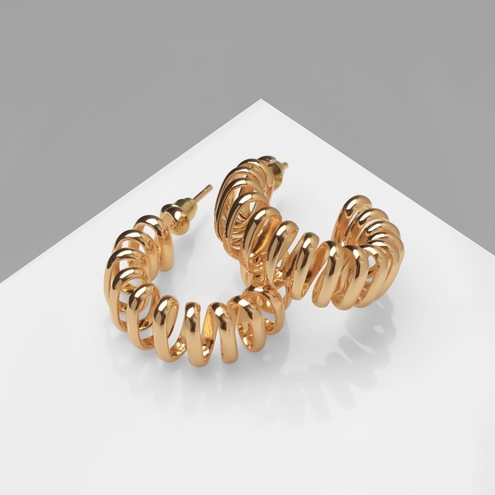 Серьги металл &laquo;Круг&raquo; пружинка, цвет золото