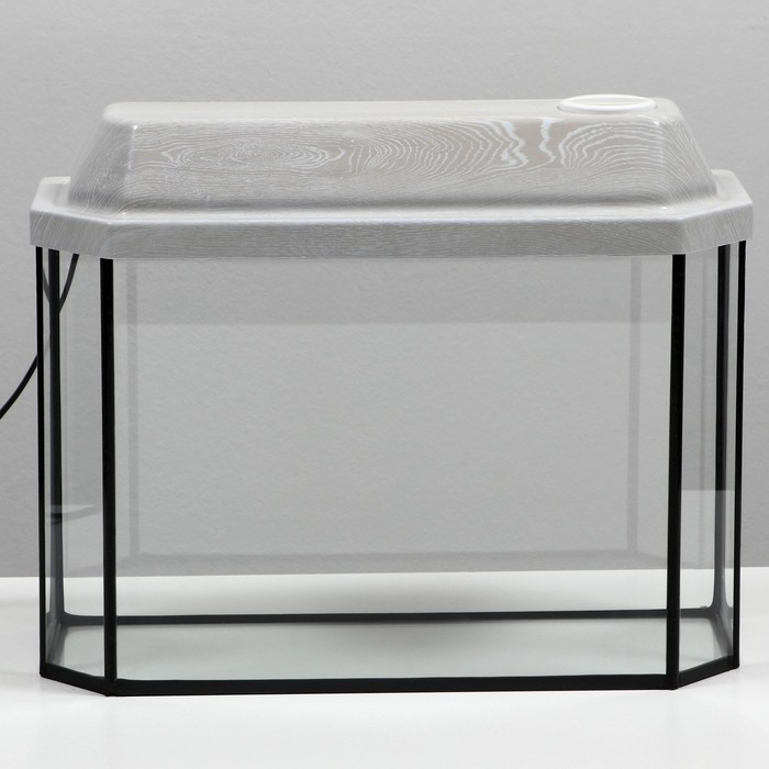 Аквариум "Панорамный" с крышкой, 15 литров, 40 х 14,5 х 27/32 см, беленый дуб