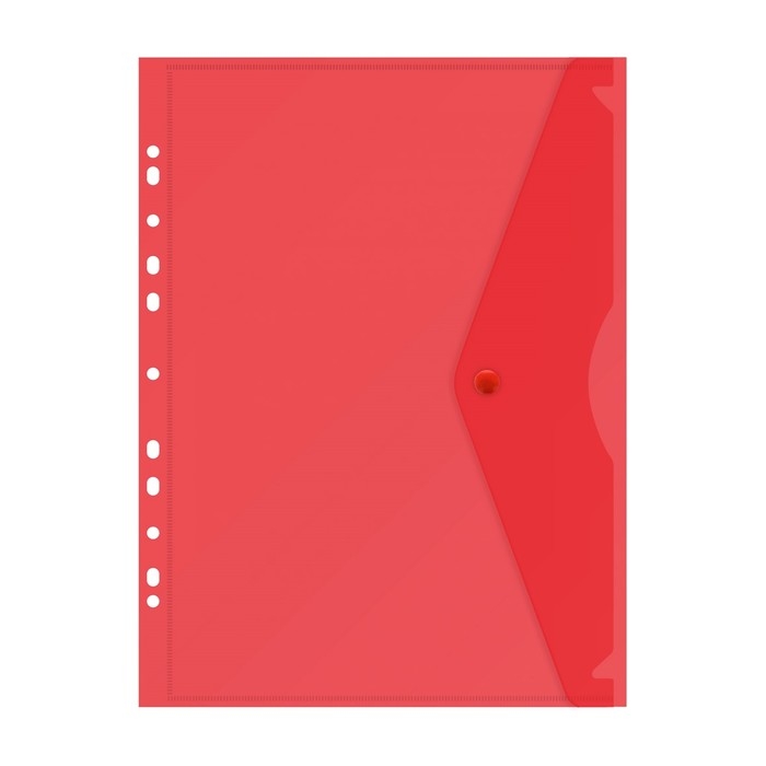 Набор папок-конвертов на кнопке 5 штук, А4, 180 мкм, Calligrata Office, прозрачная, перфорация по длинной стороне, МИКС