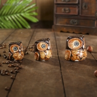 Сувенирный набор дерево "Совы с листьями"(3 шт) 6х14х7 см Сувенирный набор дерево "Совы с листьями"(3 шт) 6х14х7 см