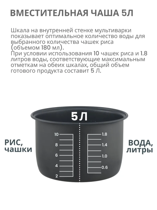 Чаша для мультиварки CF-MC9501, 5 л, антипригарное покрытие