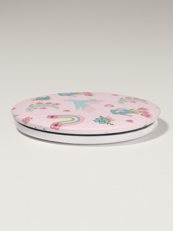 Зеркало складное &laquo;Единороги&raquo;, d = 7,3 см, с увеличением, цвет розовый
