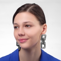 Серьги металл «Цепь» прямые углы, 3 звена, цвет серебро Серьги металл «Цепь» прямые углы, 3 звена, цвет серебро