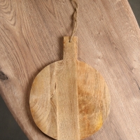 Доска разделочная круглая "Крабы" дерево манго 36х28 см