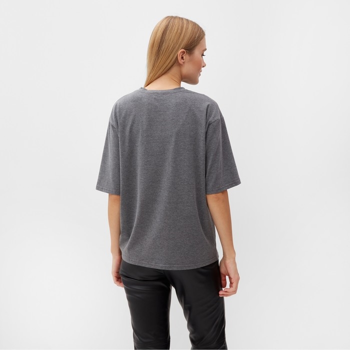 Футболка женская с кулиской MINAKU REGULAR FIT: цвет серый, р-р 44 Футболка женская с кулиской MINAKU REGULAR FIT: цвет серый, р-р 44