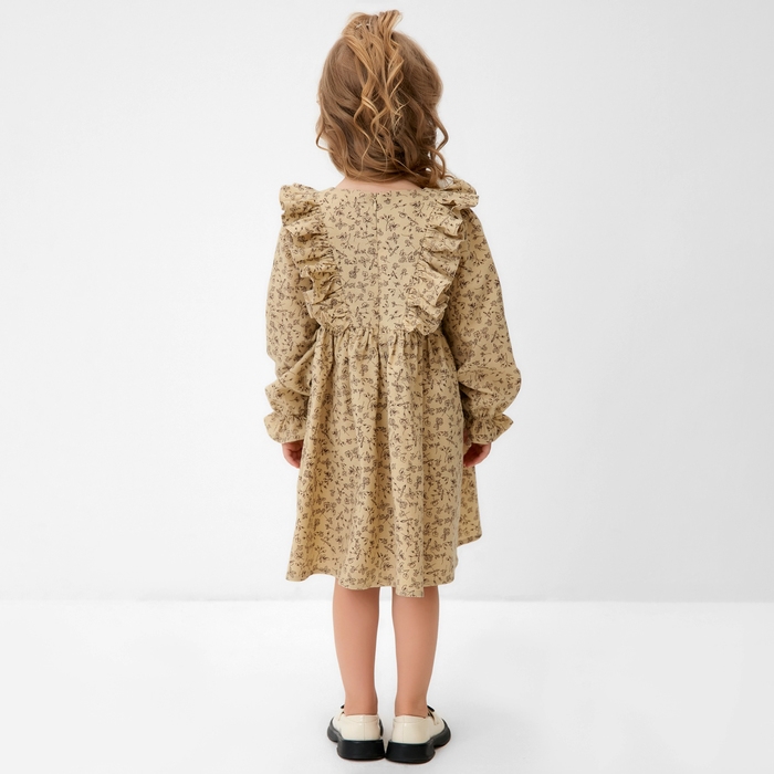 Платье для девочки MINAKU: Cotton collection цвет бежевый, рост 122 см
