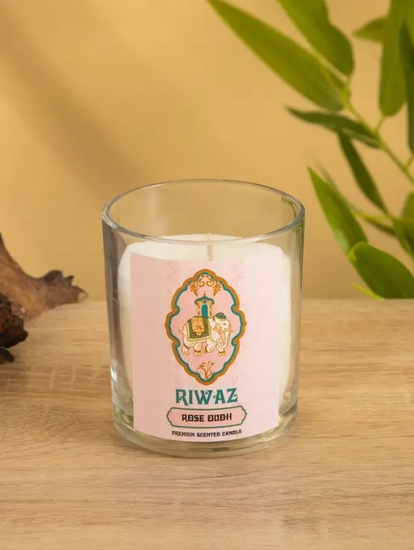 Свеча ароматическая в стекле  "Роза" соевый воск 120гр