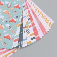 Набор бумаги для скрапбукинга 24 листа 12 дизайнов "Лиса в лесу" 160 гр 15,2х15,2 см