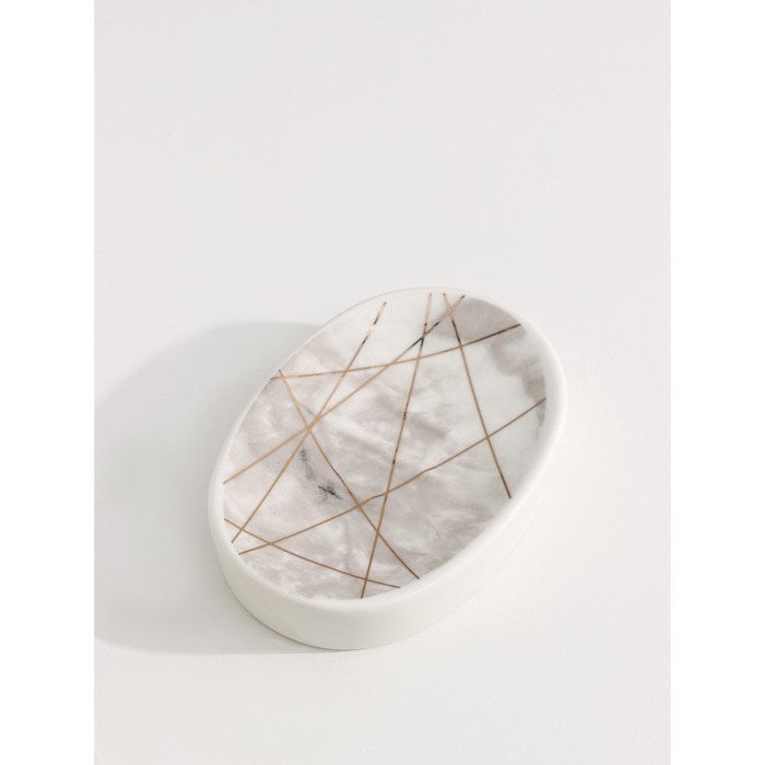 Набор аксессуаров для ванной комнаты Доляна &laquo;Розовое золото&raquo;, 3 предмета (мыльница, дозатор для мыла 350 мл, стакан 300 мл)