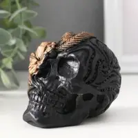 Фигура &laquo;Череп с цветком&raquo;, 7&times;6&times;9 см, чёрная