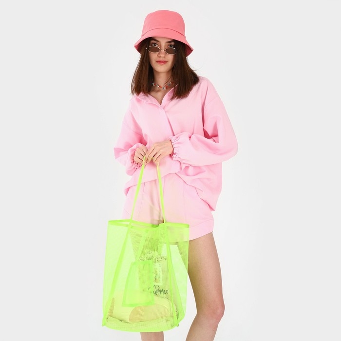 Сумка шопер пляжная, сеточная, 41х32х26 см, зелёный цвет