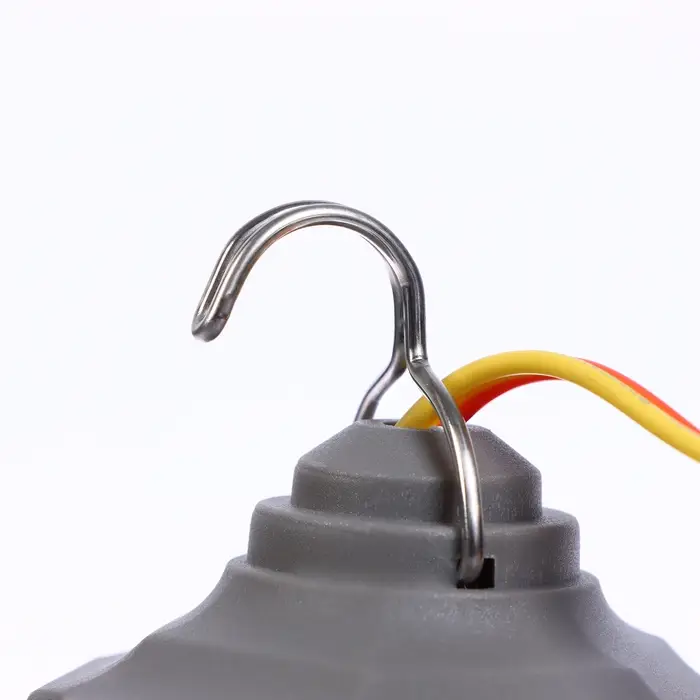 Фонарь кемпинговый, 10 Вт, SMD 2835, кабель l-1.5 м, с зажимом от 12 В, d-6 см, серый