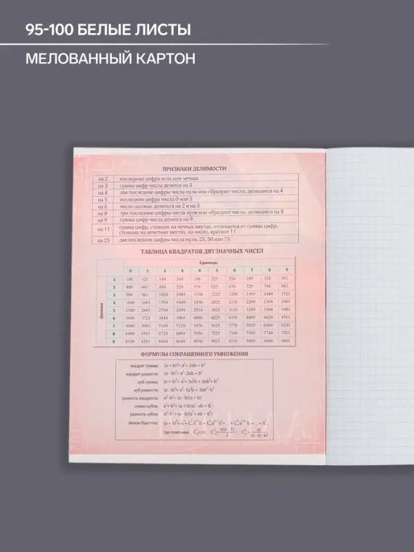 Тетрадь предметная 48 листов в клетку, Calligrata &laquo;Герб.Алгебра&raquo;, обложка мелованный картон