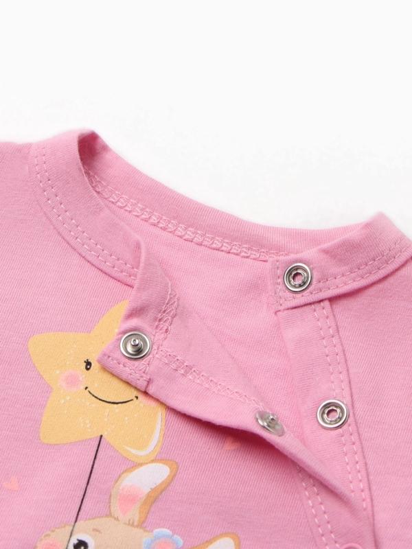 Боди детское с длинным рукавом "Зайка", цвет розовый, рост 74
