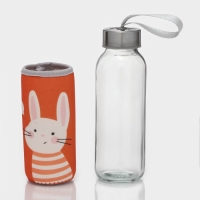 Бутылка для воды стеклянная в чехле &laquo;Банни&raquo;, 300 мл, h=17 см