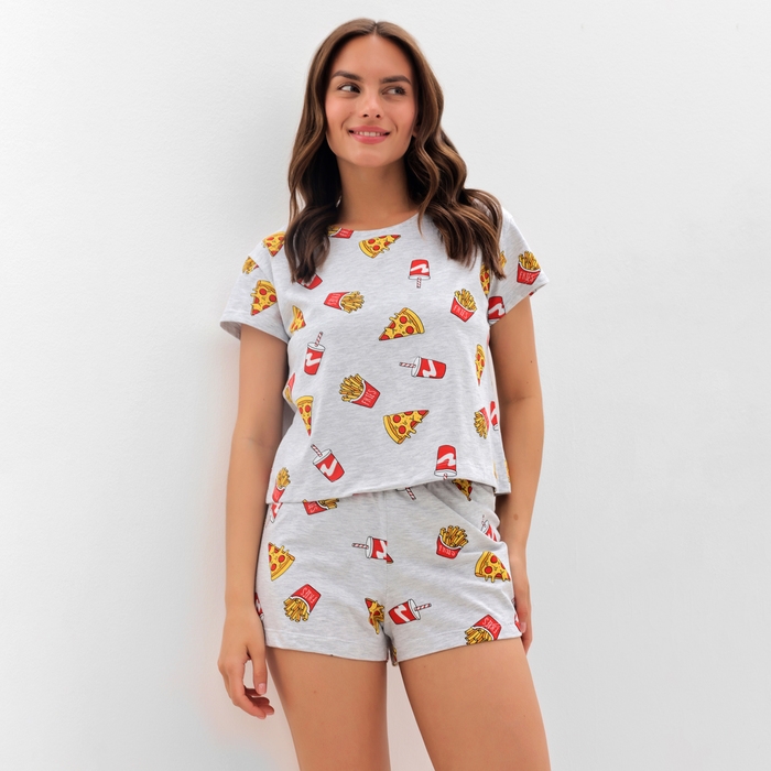 Пижама женская (футболка и шорты) KAFTAN Pizza р. 48-50, серый Пижама женская (футболка и шорты) KAFTAN Pizza р. 48-50, серый