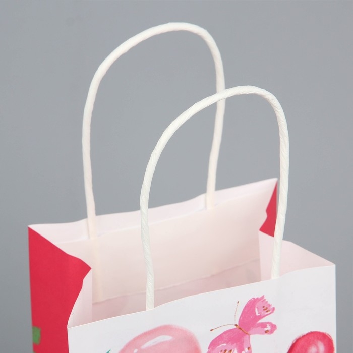 Пакет подарочный крафтовый, упаковка, &laquo;От всего сердца&raquo;, шары, 12 х 21 х 9 см