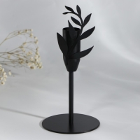 Подсвечник &laquo;Листики&raquo;, черный, 7,4 х 15,3 см