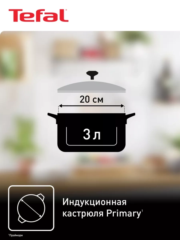 Кастрюля с крышкой Primary 20 см, 3 л