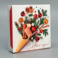 Коробка складная &laquo;С Новым годом!&raquo;, 14 х 14 х 3,5 см
