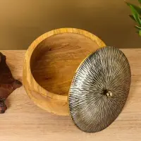 Конфетница с крышкой "Щербет" алюминиевая с манговым деревом 19х19х12 см