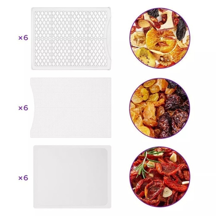 Сушилка для овощей и фруктов Kitfort КТ-1969, 00 Вт, 6 ярусов, регулировка t&deg;, чёрная