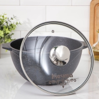 Казан &laquo;Гранит Stаr&raquo;, 4 л, стеклянная крышка, литые ручки, антипригарное покрытие, тёмно-синий