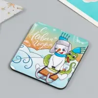 Магнит на холодильник &laquo;Змейки со снеговиками&raquo;, дерево, 7&times;7 см, 5 видов, МИКС