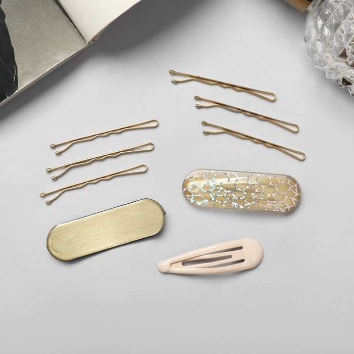 Невидимка для волос Невидимка для волос "Атлас" (набор 9 шт) 5 см, золото