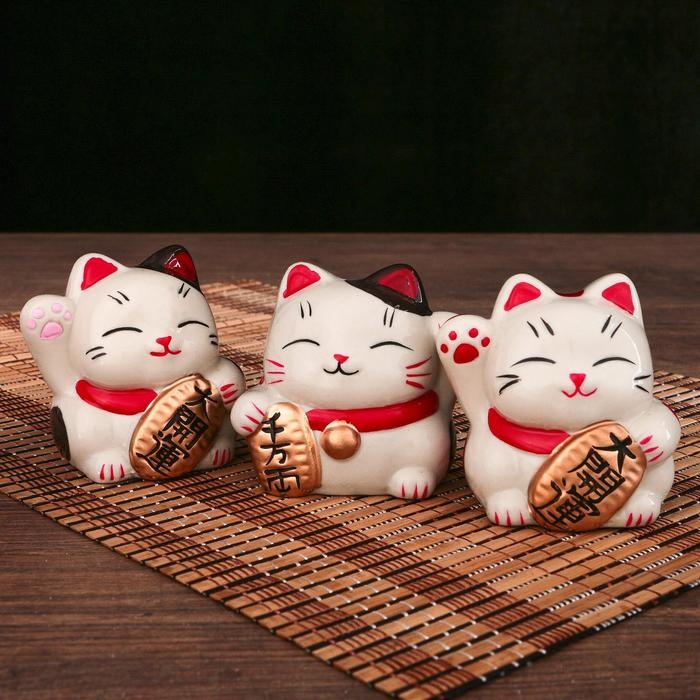 Копилка керамика Копилка керамика "Манэки-нэко с пожеланием" МИКС 6х7х7,5 см