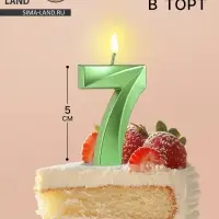 Свеча в торт на шпажке &laquo;Цифра 7&raquo;, зеленая, 5 см