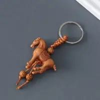 Брелок пластик, текстиль "Конь" под дерево 3,7х4,3х1,2 см