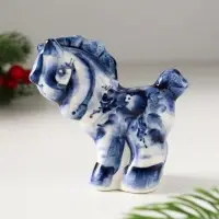 Сувенир Конь Яхонт, 8х8,5х3,5 см, гжель