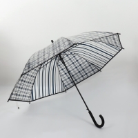 Зонт - трость полуавтоматический &laquo;Клетка&raquo;, 8 спиц, R = 54/60 см, D = 120 см, цвет чёрный