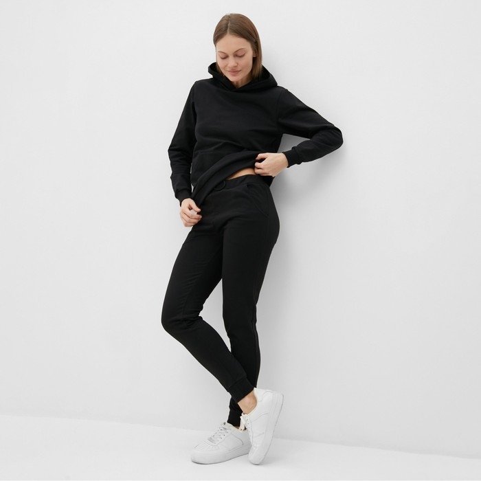 Комплект женский (фуфайка/брюки) НАЧЁС, цвет чёрный, размер 54
