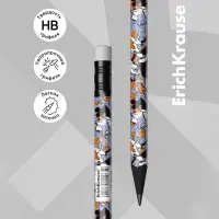 Карандаш чернографитный, ErichKrause &laquo;Tulips&raquo;, HB, грифель d=2.2 мм, с ластиком, дерево, трeхгранный с принтом, в тубусе, микс