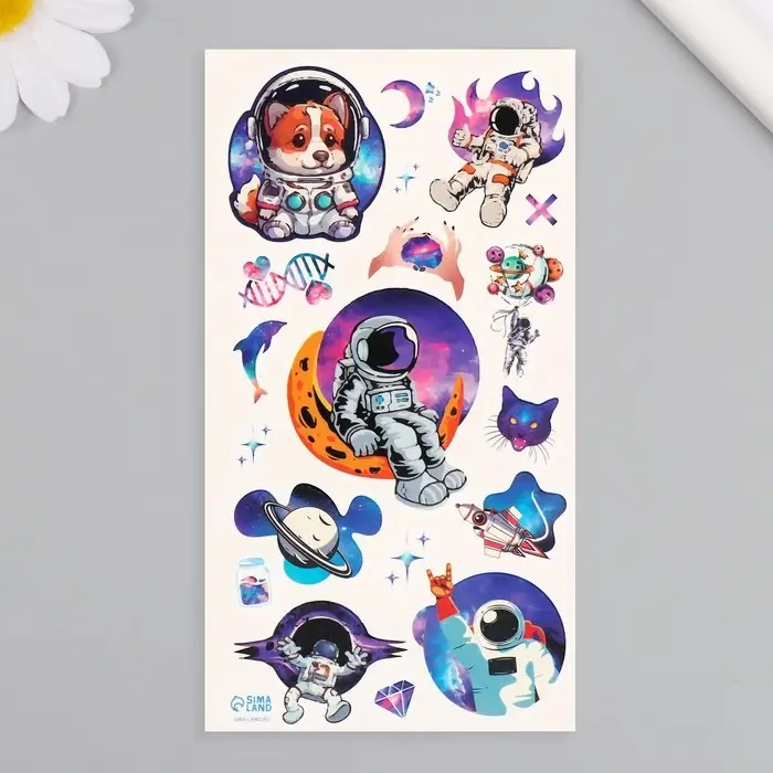 Переводные тату на тело цветные &laquo;Космос&raquo;, 7.5&times;14 см