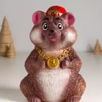 Копилка "Хомяк в кепке" 20 см, коричневый