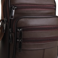 Сумка мужская на молниях, длинный ремень, цвет коричневый Сумка мужская на молниях, длинный ремень, цвет коричневый