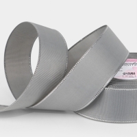 Лента репсовая 40мм*25&plusmn;1ярд(23м&plusmn;1м) серебряные нити №003 светло-серый АУ