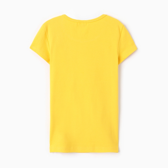 Футболка женская О-образный вырез, цвет желтый, размер 52