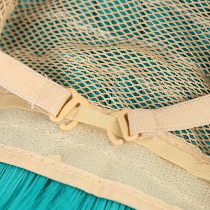 Парик искусственный, с чёлкой, имитация кожи, 30 см, цвет бирюзовый(#SHT127)