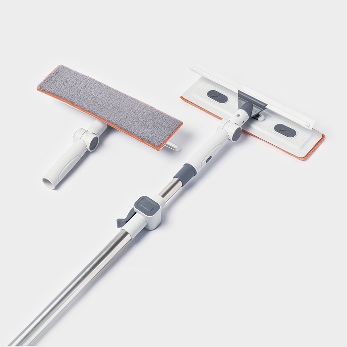 Оконная швабра с креплением на липучке 30х8 см, длина 103-145 см, 2 насадки, 45+180 поворот   107959