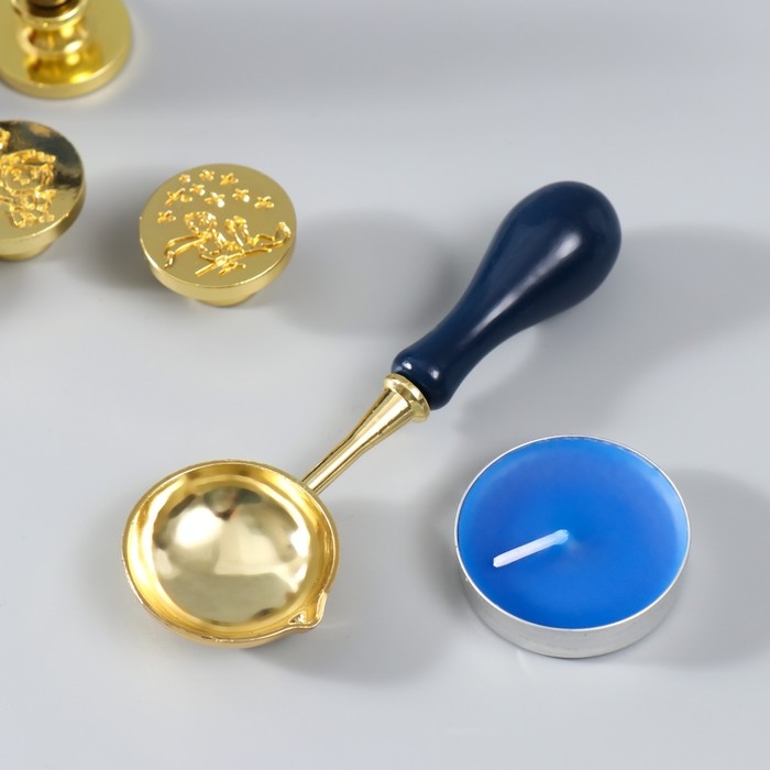 Сургучный набор "Принц" печати, ручка, ложка, маркер, воск, свеча 22х12 см