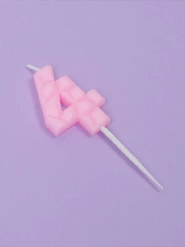 Свеча для торта &laquo;Цифра 4&raquo;, светло-розовая