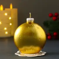 Свеча новогодняя "Шар. Конь" золотой 6,8х3,5х7,5 см