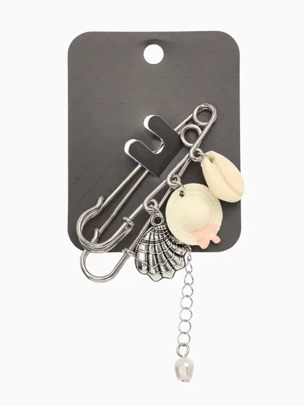 Булавка (набор 2шт) "Пляж" L=7см, цвет белый в серебре