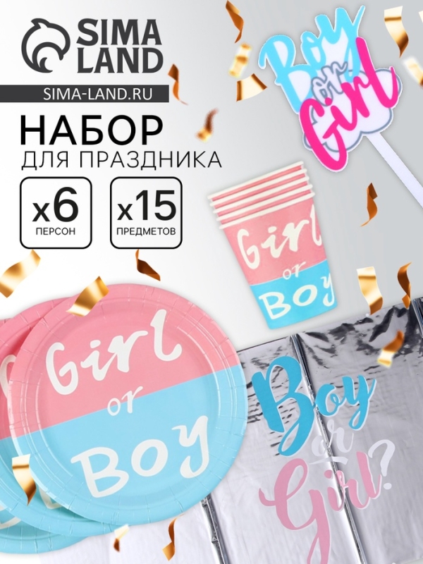 Набор одноразовой посуды &laquo;Гендер Пати&raquo;, 15 предметов